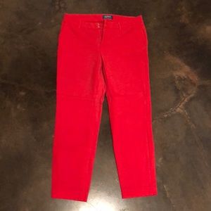 Cropped red dress pants